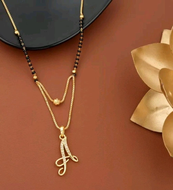 NAME LETTER 18 Inch gold plated short mangalsutra with SURPRISE GIFT for women Alloy Mangalsutra