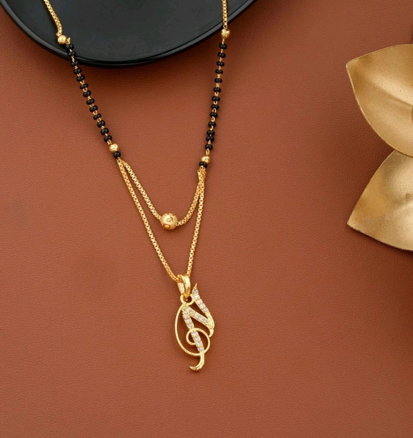 NAME LETTER 18 Inch gold plated short mangalsutra with SURPRISE GIFT for women Alloy Mangalsutra