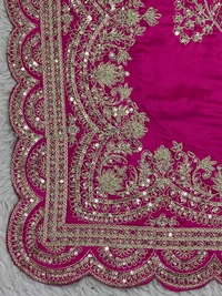 Pink Color Sequence Work Japan Satin Wedding Wear Saree Blouse - Free Size, pink