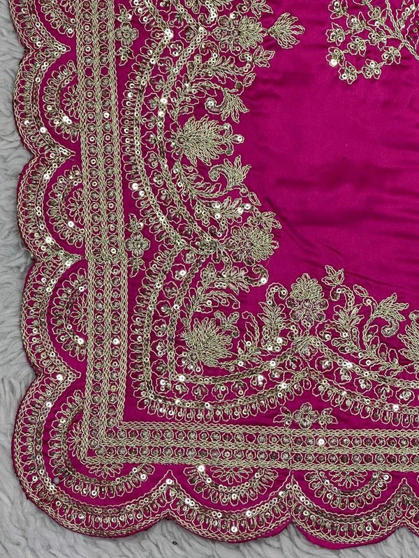 Pink Color Sequence Work Japan Satin Wedding Wear Saree Blouse - pink, Free Size