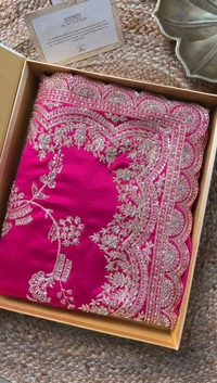 Pink Color Sequence Work Japan Satin Wedding Wear Saree Blouse - Free Size, pink