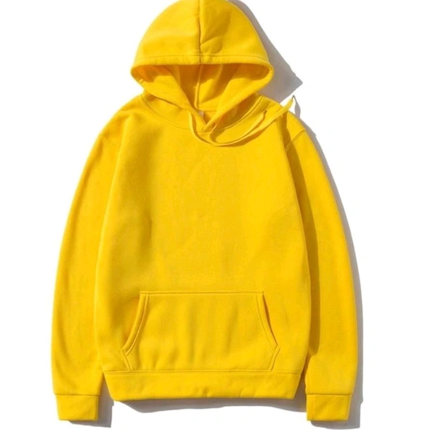 Men Full Sleeve Solid Hooded Sweatshirt - yellow, M
