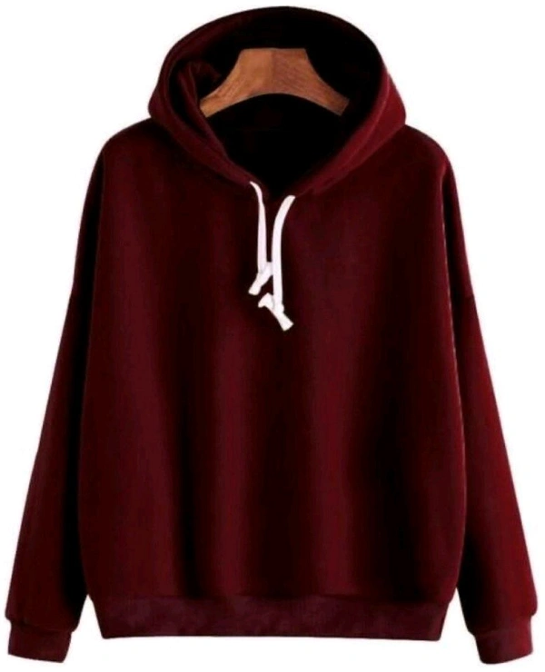 Men Full Sleeve Solid Hooded Sweatshirt - maroon, XL