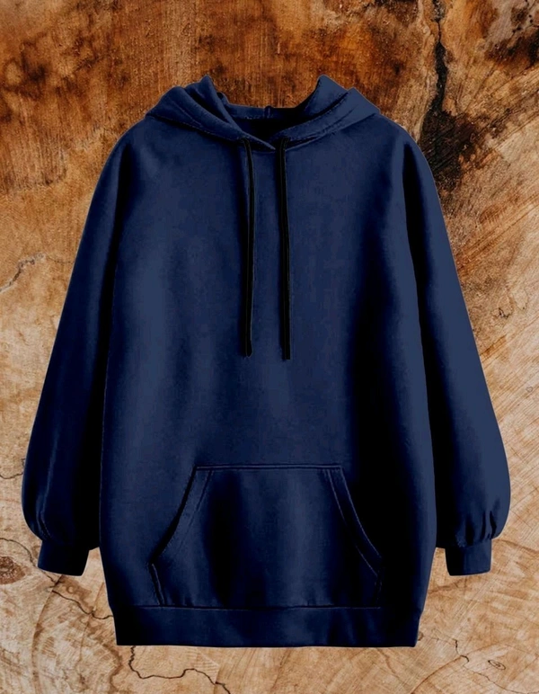 Men Full Sleeve Solid Hooded Sweatshirt - Prussian Blue, 3XL