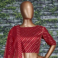Elegant Red Rawsilk Embroidered Wedding Designer Lehenga Choli Dupatta Set - Monarch, Free Size