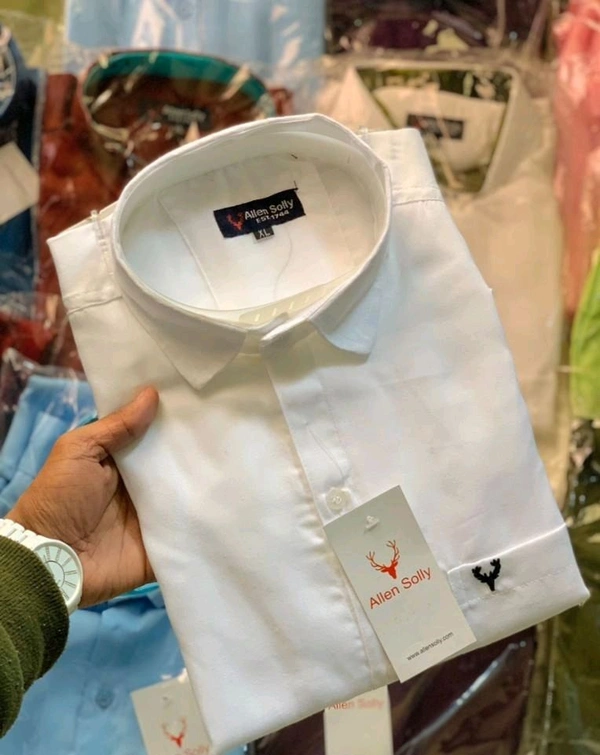 Cotton Allen solly full sleeve plain shirt - White, L