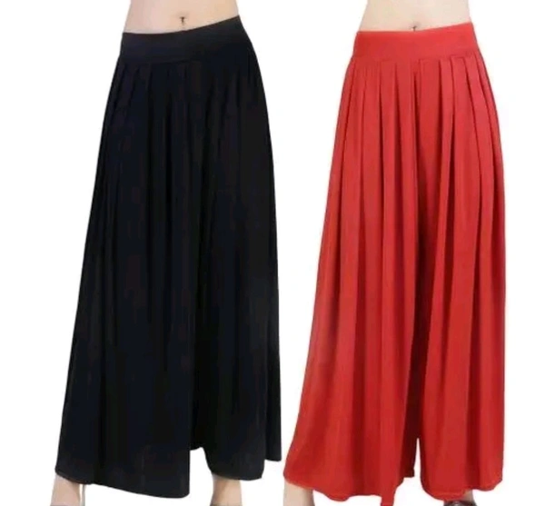 Women's Regular Fit Palazzos |Jambo Plazo | Elephant Plazo - Pack of 2 - 28, Thunderbird