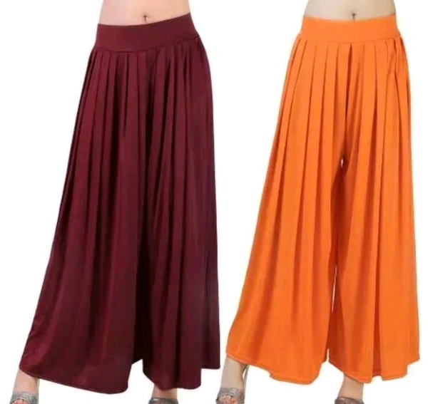 Women's Regular Fit Palazzos |Jambo Plazo | Elephant Plazo - Pack of 2 - 34, Flamingo