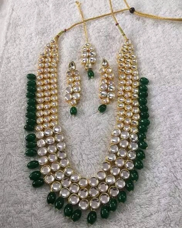 Alloy White, Green Jewel Set (Pack of 1) - Green, Free Size