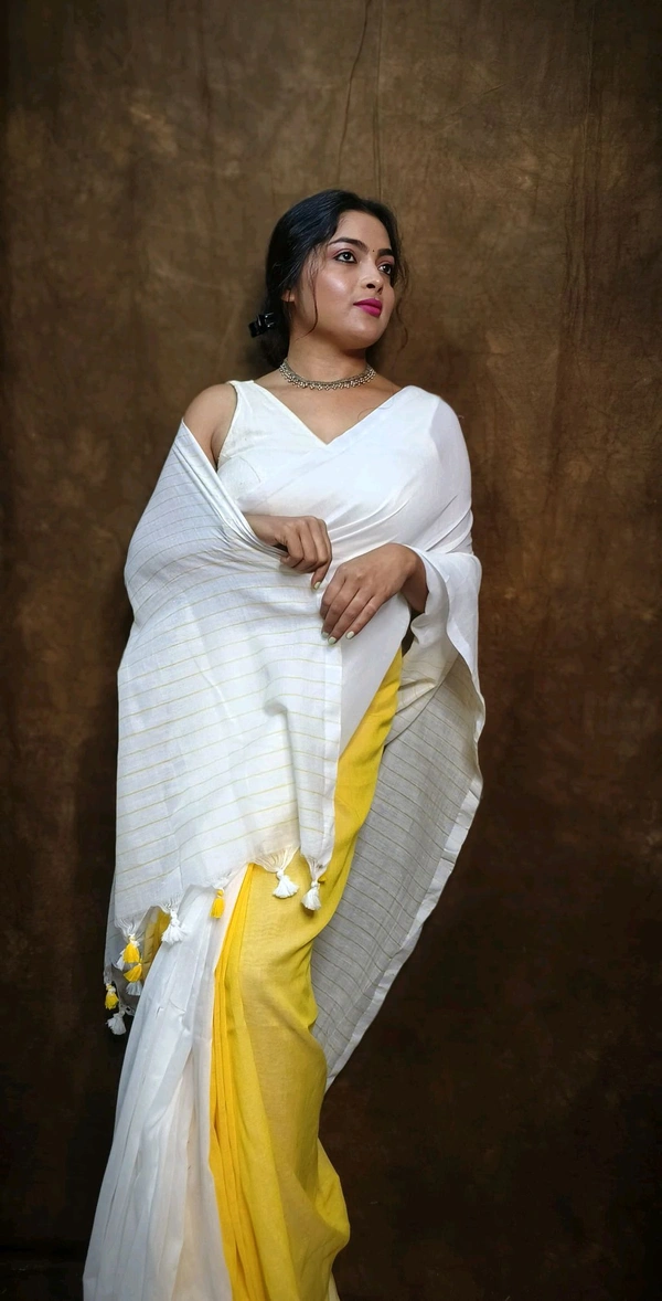 PURE HAND LUM SAREE | OCCASION WEAR FOR WOMEN | BY COLOR DESIGN SAREE |Handloom Cotton Saree | Cotton Print Saree | Saree with Cotton Blouse | Traditional Handloom Saree | Women’s Handloom Saree | - Yellow, Free Size