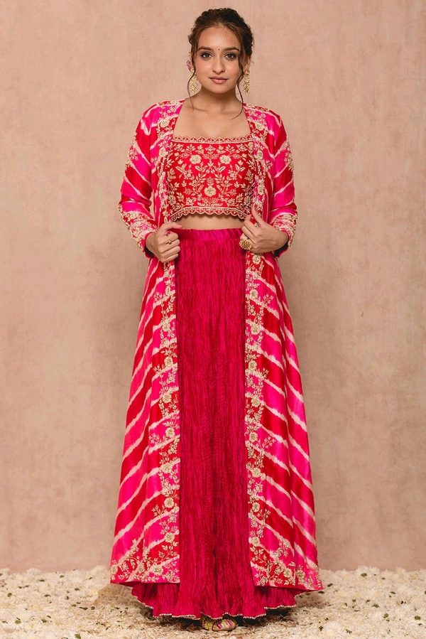 HOCONN New Super Trending Shrug Lehenga Sequence Coding Embroidery Work with Koti Banglori Embroidery Sequence Work Blouse for Beautiful Women and Girls - Monza, Free Size