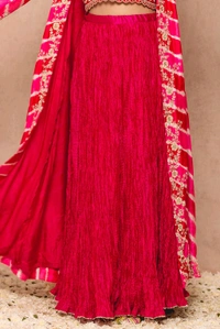 HOCONN New Super Trending Shrug Lehenga Sequence Coding Embroidery Work with Koti Banglori Embroidery Sequence Work Blouse for Beautiful Women and Girls - Monza, Free Size