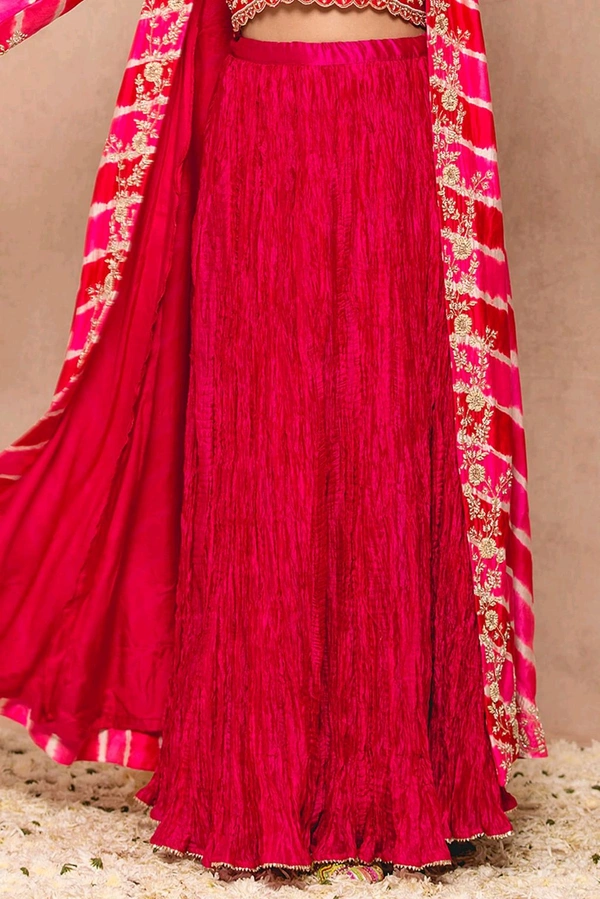 HOCONN New Super Trending Shrug Lehenga Sequence Coding Embroidery Work with Koti Banglori Embroidery Sequence Work Blouse for Beautiful Women and Girls - Monza, Free Size