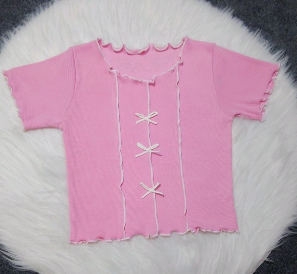 Casual Regular Sleeves Self Design Women Pink Top - Viola, S