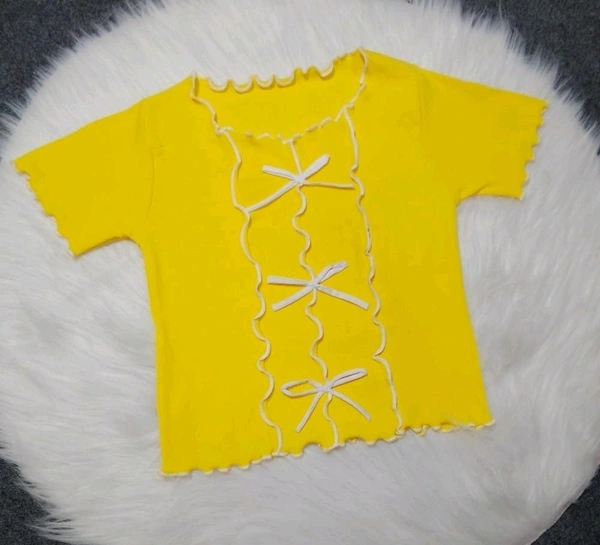 Casual Regular Sleeves Self Design Women Pink Top - Yellow, XS