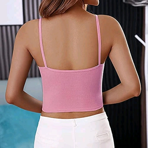 NanoEdge Crop Top for Women Cropped Cami Women's Top Camisole Built in Bra Free Size (28 Till 32) Pack of 1 (Pink - Turkish Rose, 30A