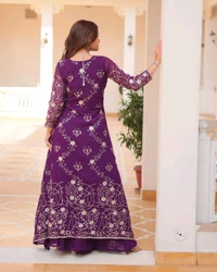 Fox Georgette Heavy 3mm Embroidery Work Shrug Palazzo Set* - Valentino, L