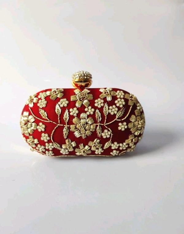 Lux Pink Floral Embroidered Embellished Clutch, Evening Clutch, Party Clutch, Wedding Clutch, Prom Clutch - Shiraz, Free