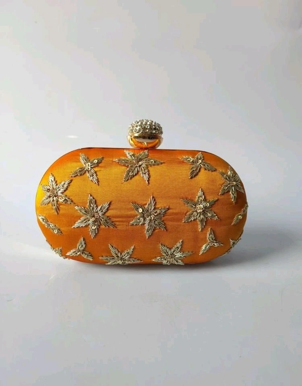 Designer Heavy Capsule Frame Clutch Bag - Bourbon, Free