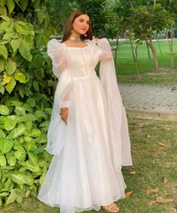 Jimmy choo organza silk Anarkali gown - White, X