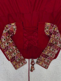 Thread Work Palazzo Set with Dupatta - Venetian Red, L