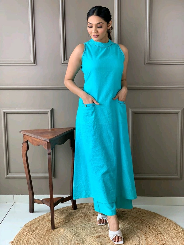 Mehendi Halter Neck Kurta & Cotton Culottes - Scooter, L