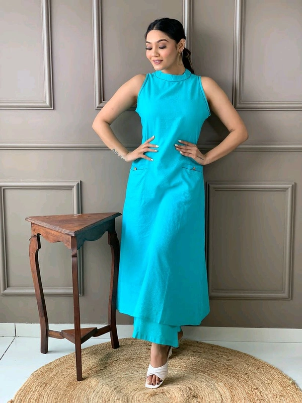 Mehendi Halter Neck Kurta & Cotton Culottes - Scooter, L