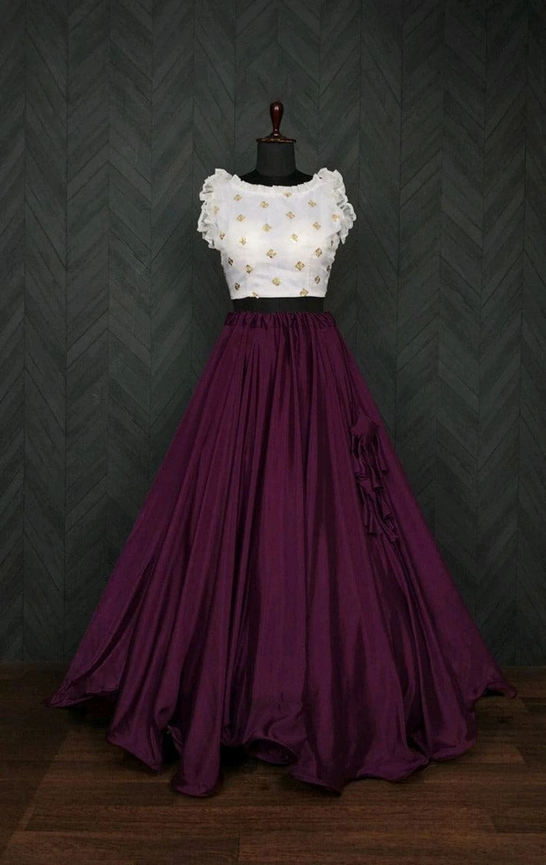 Dori Pattern Wine Color Lehenga With Work Blouse - XS, Wine Berry