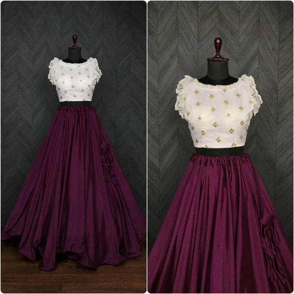 Dori Pattern Wine Color Lehenga With Work Blouse - XS, Wine Berry