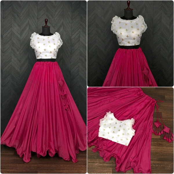 Dori Pattern Wine Color Lehenga With Work Blouse - XXS, Disco