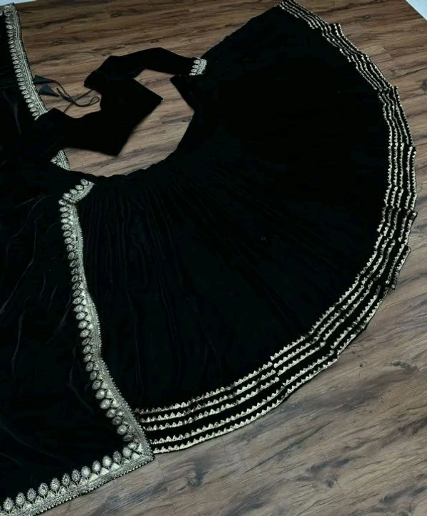 Black Velvet Lehenga Choli  - Black, Free Size
