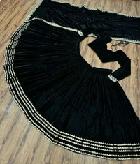 Black Velvet Lehenga Choli  - Black, Free Size