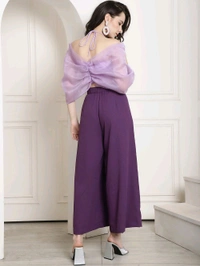 Bow Halter Neck Top In Organza With Trouser - London Hue, XXS