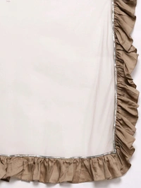 Women Beige Gotta Patti Kurta with Trousers & With Dupatta - Quicksand, 5XL