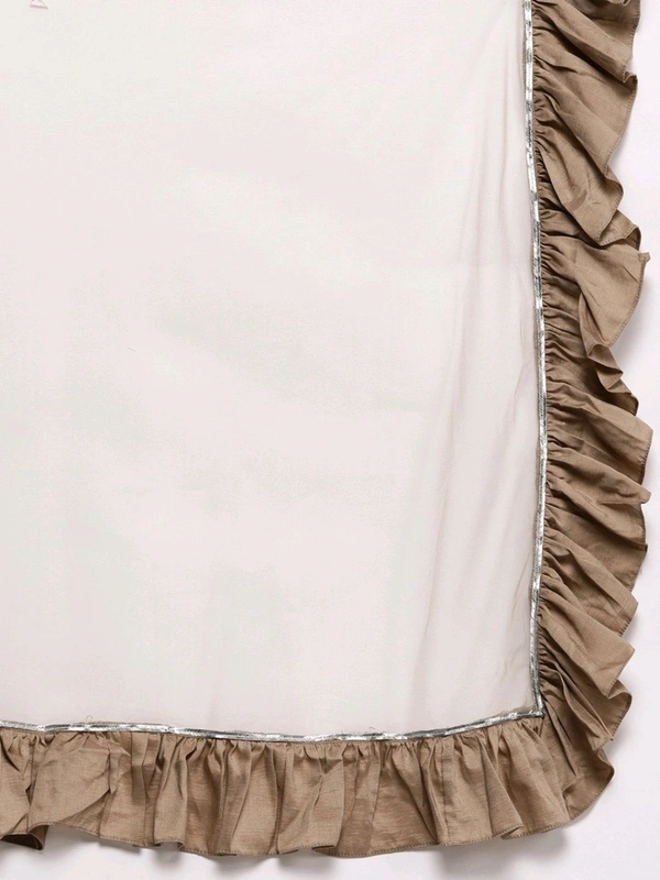 Women Beige Gotta Patti Kurta with Trousers & With Dupatta - Quicksand, 7XL