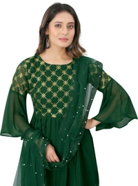 Women Georgette Kurti Sharara Dupatta Set - green, 2XL