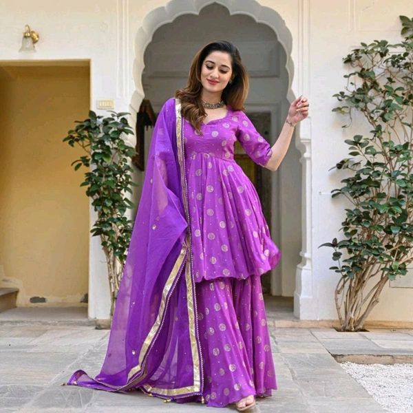 Women Viscose Rayon Kurta. Sharara Dupatta Set - Seance, 3XL