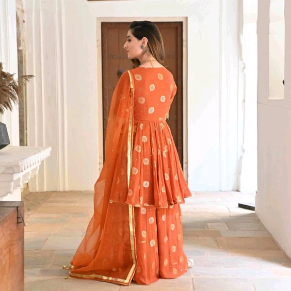 Women Viscose Rayon Kurta. Sharara Dupatta Set - Flamingo, 6XL
