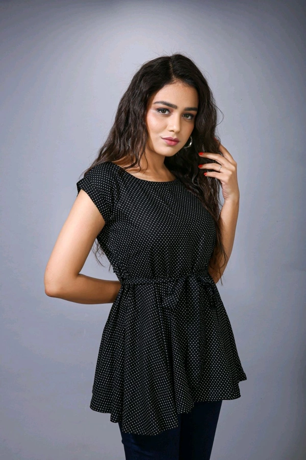 SKYMAN Fashion Printed Rayon Western Top for Woman | Tops for Girls | Regular Sleeve - Black, L