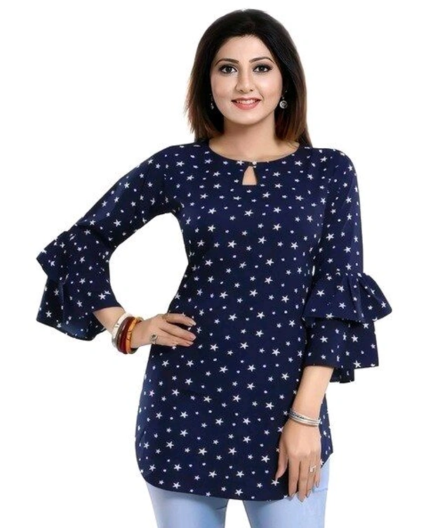 Casual Printed Women Blue Top - blue, L