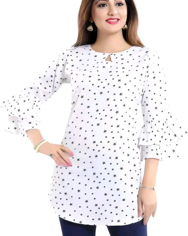 Casual Printed Women Blue Top - White, L