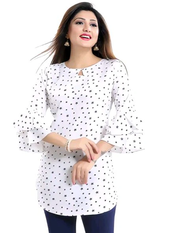 Casual Printed Women Blue Top - White, L