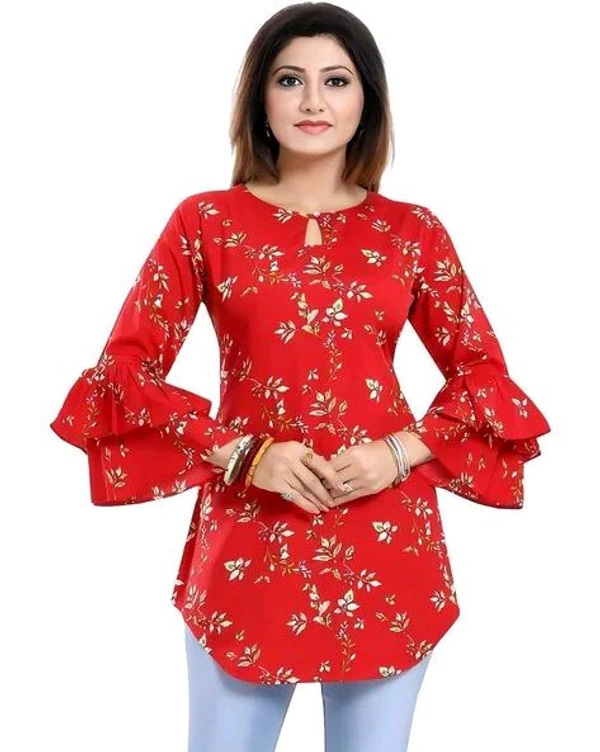 Casual Printed Women Blue Top - Red, L