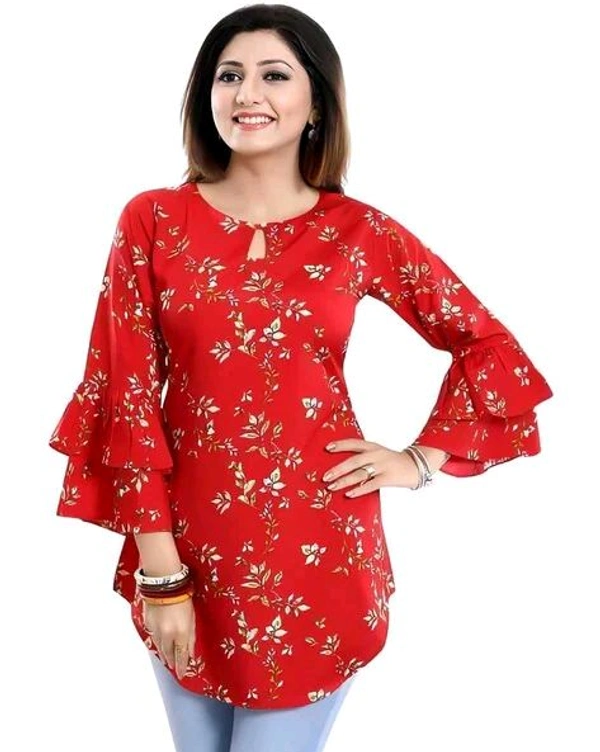 Casual Printed Women Blue Top - Red, L