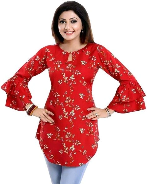 Casual Printed Women Blue Top - Red, L