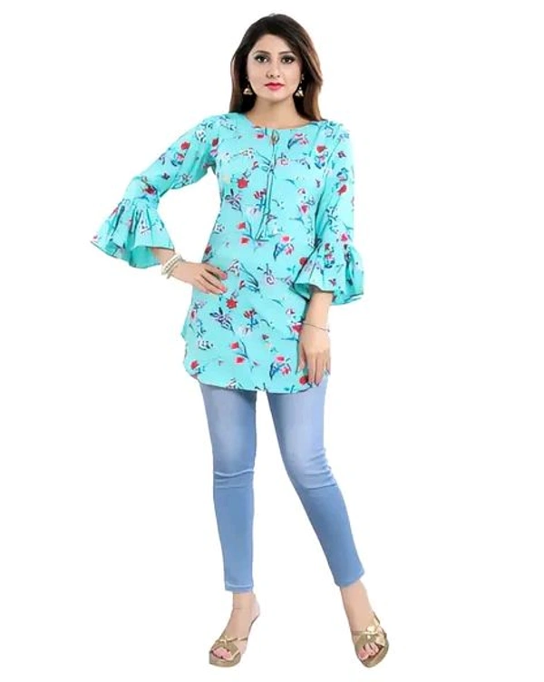 Casual Printed Women Blue Top - Charlotte, M
