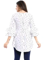 Casual Printed Women Blue Top - White, M