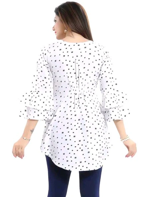 Casual Printed Women Blue Top - White, M
