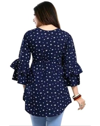 Casual Printed Women Blue Top - blue, S