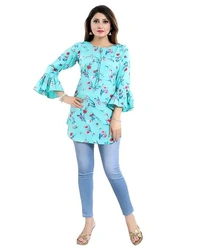 Casual Printed Women Blue Top - Charlotte, S